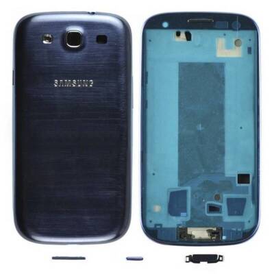 Samsung Galaxy S3 Neo i9300i i9301i i9308i Kasa Kapak Tuş Mavi Çıtalı - 1